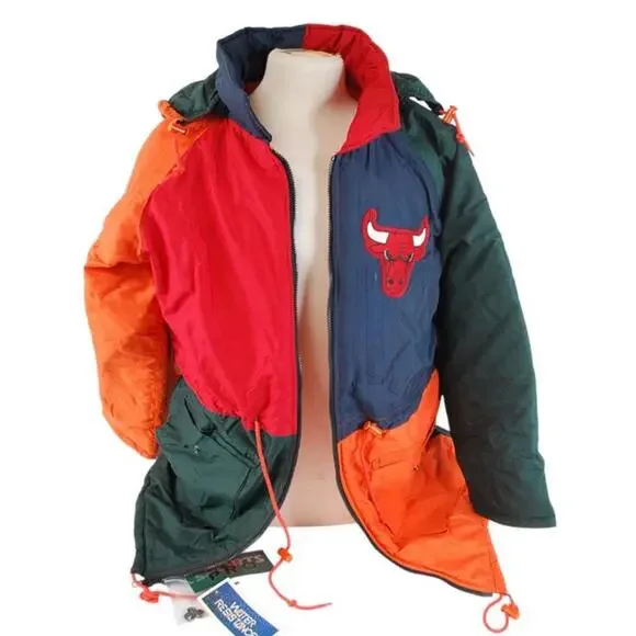 Sports Pro Chicago Bulls Men’s Small Colorblock Puffy Hooded Jacket NBA NWT Rare - Picture 2 of 15